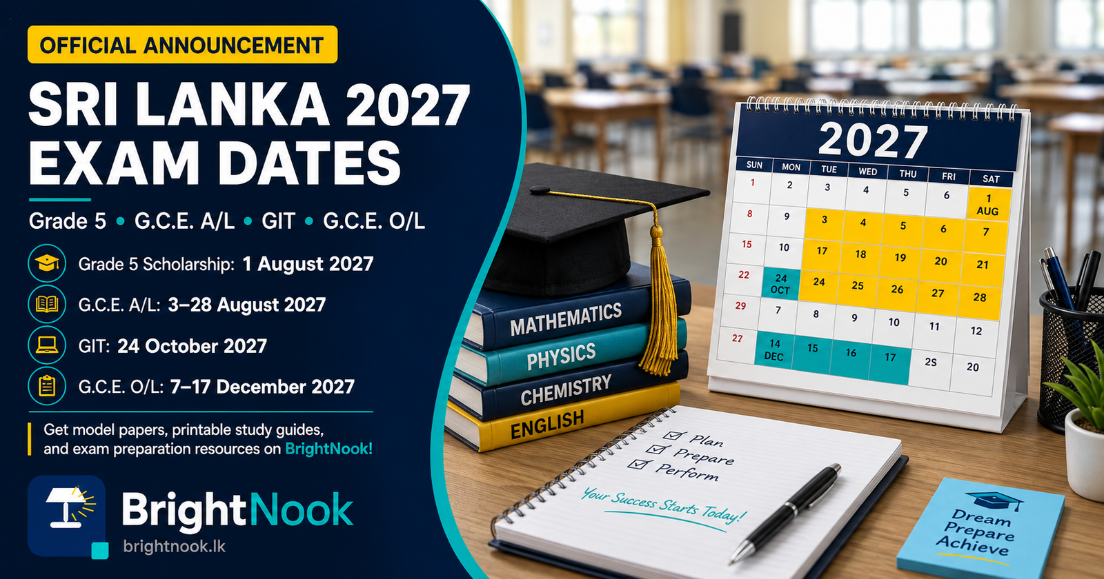 Sri Lanka 2027 exam dates Announced: A/L, O/L & Grade 5 Schedule