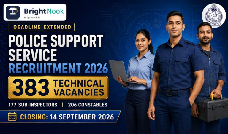 Sri Lanka Police Support Service Recruitment 2026 – 383 technical vacancies closing 14 September 2026.