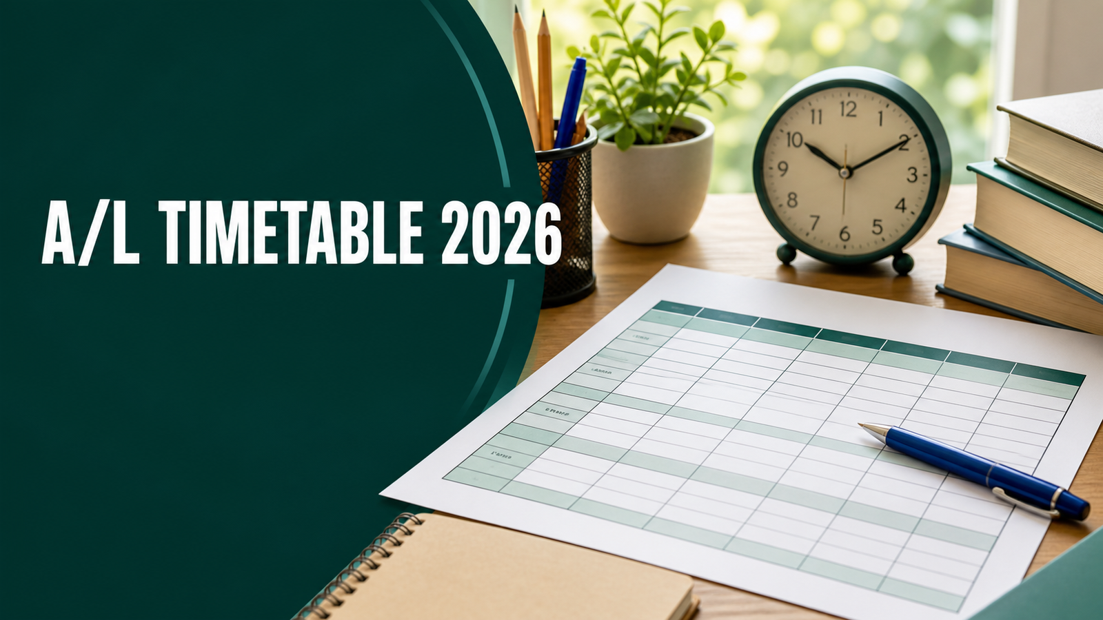 G.C.E. A/L timetable 2026 study desk and exam preparation guide