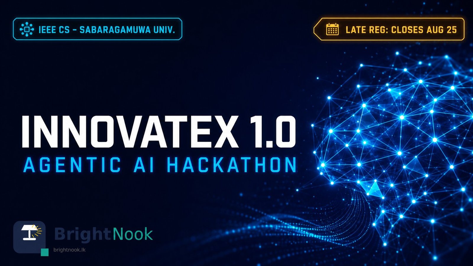 Official promotional banner for the InnovateX 1.0 Agentic AI Hackathon hosted by the IEEE Computer Society at Sabaragamuwa University of Sri Lanka.