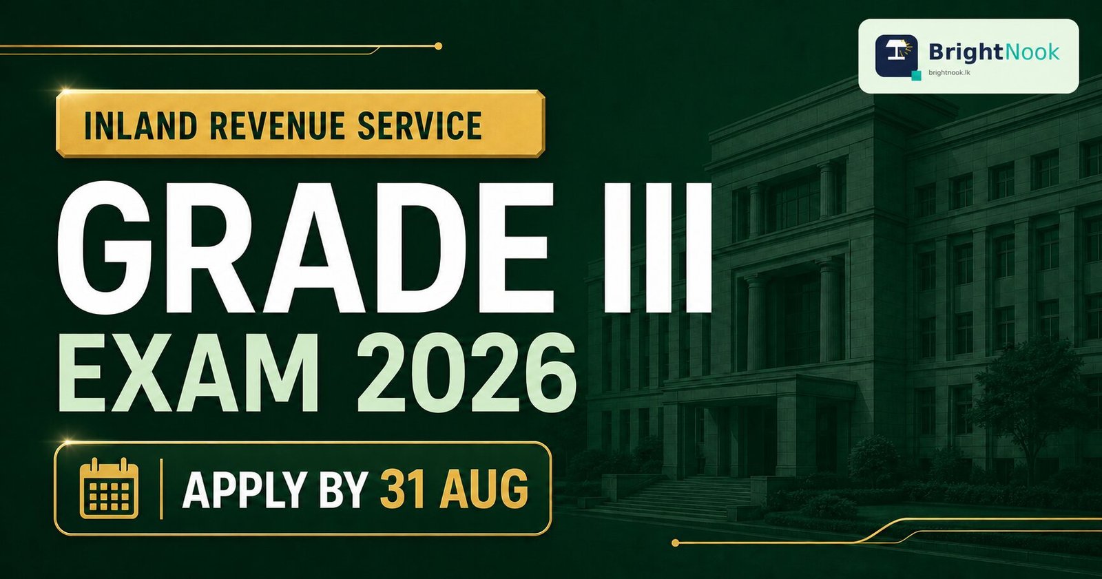 `Sri Lanka Inland Revenue Service Grade III exam 2026 application announcement`