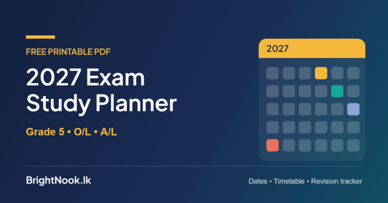 Free 2027 exam study planner PDF for Grade 5, O/L and A/L students – BrightNook.lk