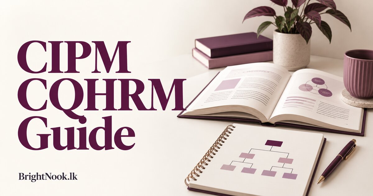 Management books and an organisational chart for the CIPM CQHRM qualification guide