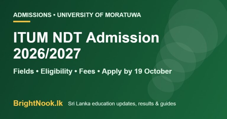 ITUM NDT admission 2026/2027 – fields, eligibility, fees and how to apply