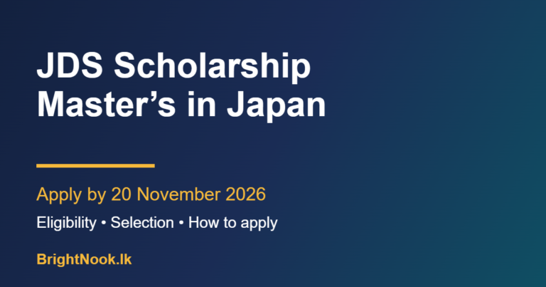 JDS Scholarship Sri Lanka master’s in Japan, apply by 20 November 2026