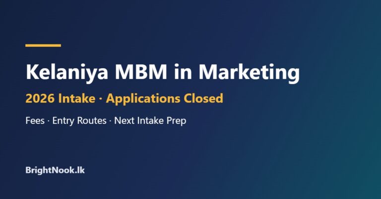 Kelaniya MBM in Marketing 2026 – applications closed, fees, entry routes and next intake guide