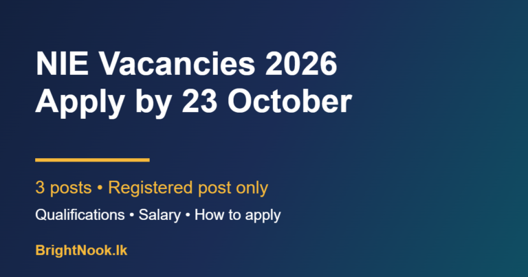 NIE vacancies 2026, apply by 23 October by registered post