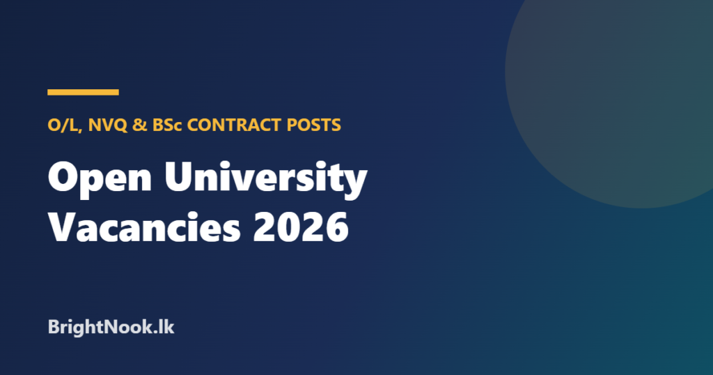 Open University of Sri Lanka vacancies 2026