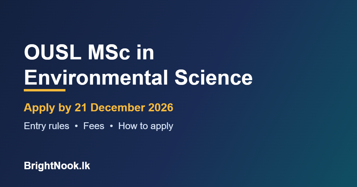 OUSL MSc in Environmental Science