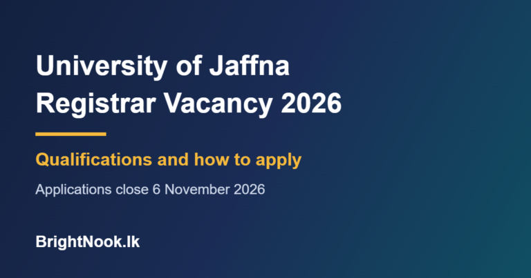University of Jaffna Registrar vacancy 2026: qualifications and how to apply