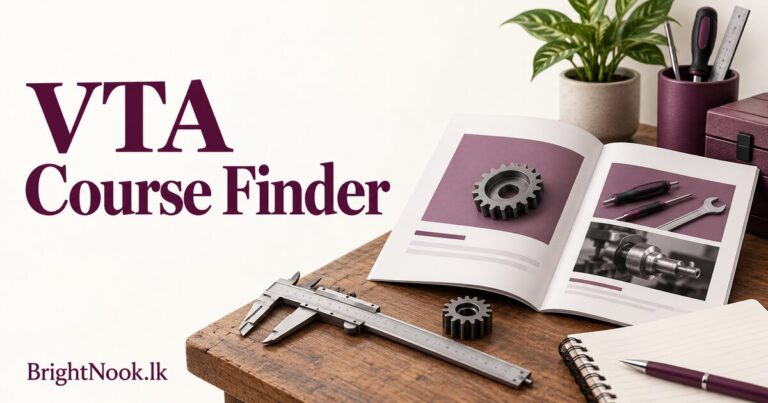 Vocational course brochure, caliper and tools for the VTA course finder guide